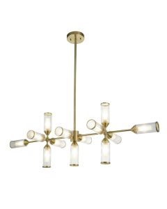 Westchester - Satin Brass Clear Frosted Glass 13 Light Bar Ceiling Pendant Light