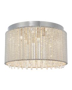 Endon Lighting - Galina - 81980 - Chrome Clear Crystal Glass 10 Light Flush Ceiling Light