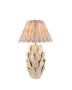 Endon Lighting - Layered Leaf & Ikat 30cm - 116438 - Cream Crackle Aged Brass Neutral Ceramic Table Lamp With Shade