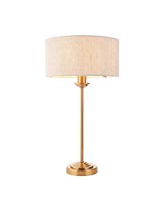 Endon Lighting - Highclere - 110728 - Vintage Brass Natural Table Lamp With Shade