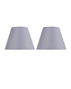 Set of 2 Grey Cotton 20cm Diameter Tapered Fabric Lamp Shades