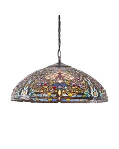 Interiors 1900 - Anderson - 63902 - Dark Bronze Tiffany Glass 3 Light Ceiling Pendant Light