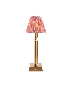 Endon Lighting - Trobridge Rechargeable & Ikat 16cm - 114857 - LED Aged Brass Pink Touch Table Lamp With Shade