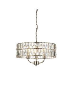 Endon Lighting - Clifton - 104466 - Nickel Clear Crystal Glass 3 Light Ceiling Pendant Light