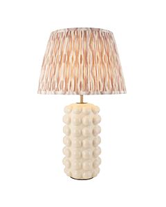 Endon Lighting - Bobble & Ikat 35cm - 116393 - White Crackle Aged Brass Neutral Ceramic Table Lamp With Shade