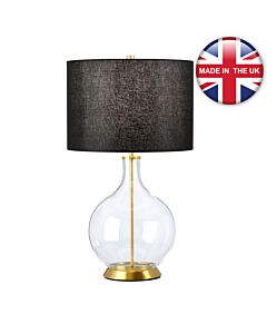 Elstead Lighting - Orb - ORB-CLEAR-AB-BLK - Aged Brass Clear Glass Black Table Lamp With Shade