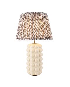 Endon Lighting - Bobble & Leaf 35cm - 116382 - White Crackle Aged Brass Grey Ceramic Table Lamp With Shade