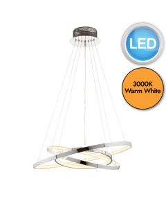 Endon Lighting - Kline - KLINE-3CH - LED Chrome Frosted Ceiling Pendant Light