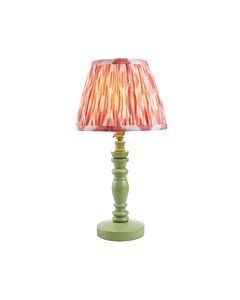 Endon Lighting - Bibury & Ikat 20cm - 115936 - Green Aged Brass Pink Table Lamp With Shade