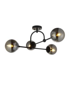 Nostalgia - Black Smoked Glass 4 Light Flush Ceiling Light