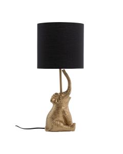 Elephant - Gold Resin Table Lamp With Black Fabric Shade