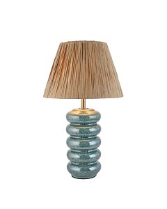 Endon Lighting - Squash & Raffia 24cm - 116494 - Ocean Spray Aged Brass Natural Raffia Ceramic Table Lamp With Shade