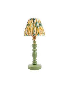 Endon Lighting - Bibury & Ikat 16cm - 115882 - Green Aged Brass Yellow Jade Table Lamp With Shade