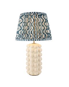 Endon Lighting - Bobble & Ripple 35cm - 116383 - White Crackle Aged Brass Blue Ceramic Table Lamp With Shade