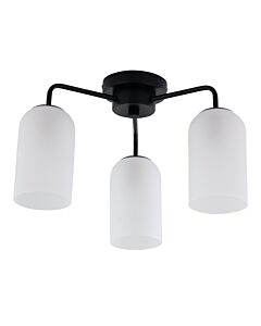Victoria - Black Semi Flush Ceiling Light with Frosted Glass Shade