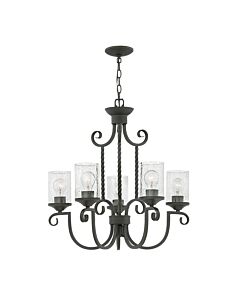 Hinkley Lighting - Casa - HK-CASA5 - Black Clear Seeded Glass 5 Light Chandelier