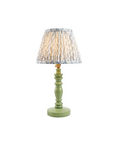 Endon Lighting - Bibury & Leaf 20cm - 115938 - Green Aged Brass Blue Table Lamp With Shade