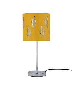 Chrome Stick Table Lamp with Ochre Cut Out Shade