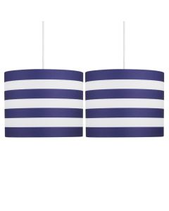 Set of 2 Navy Stripes 25cm Light Shades