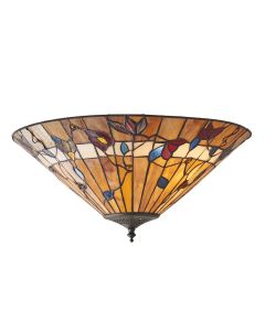 Interiors 1900 - Bernwood - 63948 - Dark Bronze Tiffany Glass 2 Light Flush Ceiling Light