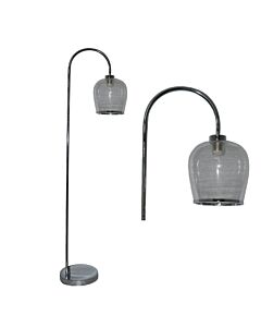 Francine - Chrome Arched Floor Lamp with Bubble Glass Shade