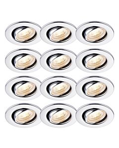Set of 12 Chrome Fire Rated 6W LED 4000K Tilt Recessed Downlights