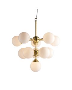 Endon Lighting - Oscar - 76500 - Satin Brass White Glass 11 Light Ceiling Pendant Light