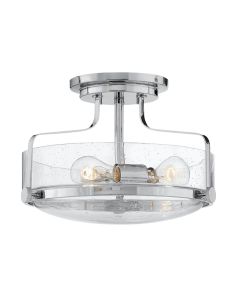 Hinkley Lighting - Harper - HK-HARPER-SFS-CM-CS - Chrome Clear Seeded Glass 3 Light Flush Ceiling Light