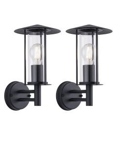 Set of 2 Treviso - Black Lantern Style Outdoor Wall Lights