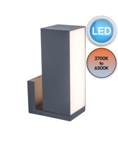 Lutec Connect - Cuba - 5193810118 - LED Dark Grey Opal IP54 Outdoor Wall Light