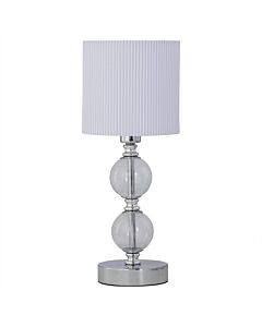 Chrome Two Ball Table Lamp with White Pleat Shade