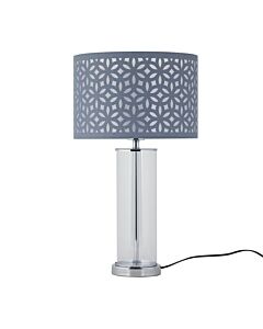 Aura - Chrome Table Lamp with Grey Cut Out Shade