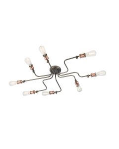 Endon Lighting - Hal - 81610 - Aged Copper Antique Pewter 8 Light Flush Ceiling Light