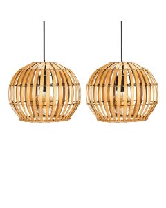 Set of 2 Lorisa - Bamboo Natural Pendant Lightshades