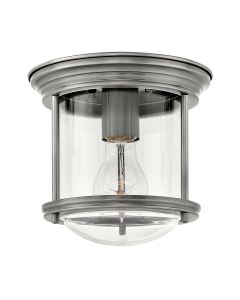 Quintiesse - QN-HADRIAN-MINI-F-AN-CLEAR - Hadrian 1 Light Flush Mount - Clear Glass - Antique Nickel