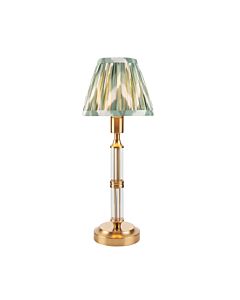 Endon Lighting - Morton Rechargeable & Zigzag 16cm - 114843 - LED Aged Brass Green Touch Table Lamp With Shade