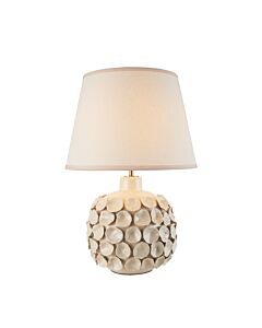 Endon Lighting - Borello & Ivy 35cm - 116399 - Cream Crackle Aged Brass Vintage White Ceramic Table Lamp With Shade