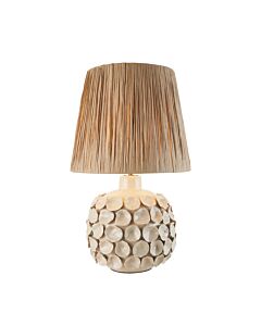 Endon Lighting - Borello & Raffia 32cm - 116398 - Cream Crackle Aged Brass Natural Raffia Ceramic Table Lamp With Shade