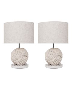 Set of 2 Zena - Natural Rope and White Wash Table Lamps