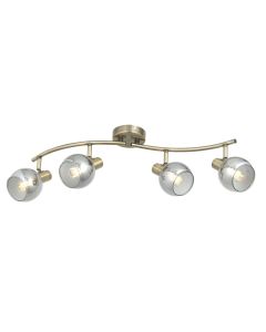 Naomi - Antique Brass with Smoked Glass 4 Light Ceiling Spotlight