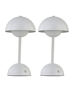 Eleanor - White LED Rechargeable Touch Table Lamps Twin Pack