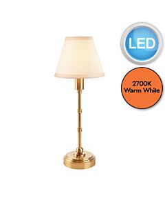 Endon Lighting - Burley Rechargeable & Ivy 16cm - 114811 - LED Aged Brass Vintage White Touch Table Lamp With Shade