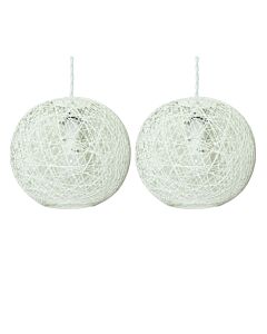 Set of 2 Abaca - White 10" Globe Ceiling Light Shades