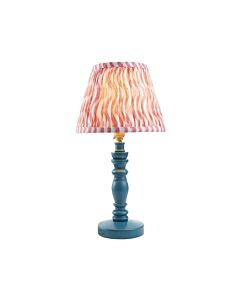 Endon Lighting - Bibury & Ripple 20cm - 114262 - Blue Aged Brass Pink Table Lamp With Shade