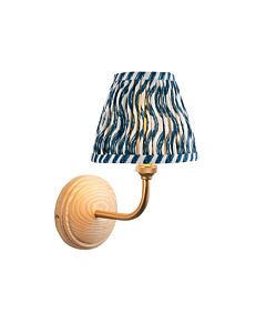 Endon Lighting - Wood Arc & Ripple 16cm - 115806 - Ash Wood Blue Wall Light