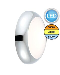 Saxby Lighting - Forca - 77913 & 77897 - LED Chrome Opal IP65 18w CCT Plain Bezel Outdoor Bulkhead Light