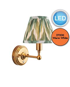 Endon Lighting - Burley Rechargeable & Zigzag 16cm - 114824 - LED Aged Brass Green Touch Wall Light