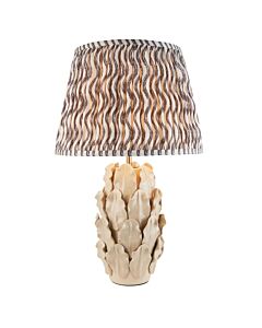 Endon Lighting - Layered Leaf & Ripple 35cm - 116459 - Cream Crackle Aged Brass Grey Ceramic Table Lamp With Shade