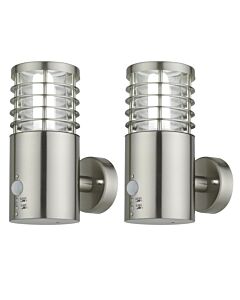 Set of 2 Bloom - Brushed Stainless Steel Outdoor Motion Sensor Lights