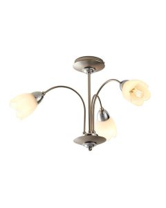 Endon Lighting - Petal - 124-3 - Chrome Opal Glass 3 Light Flush Ceiling Light